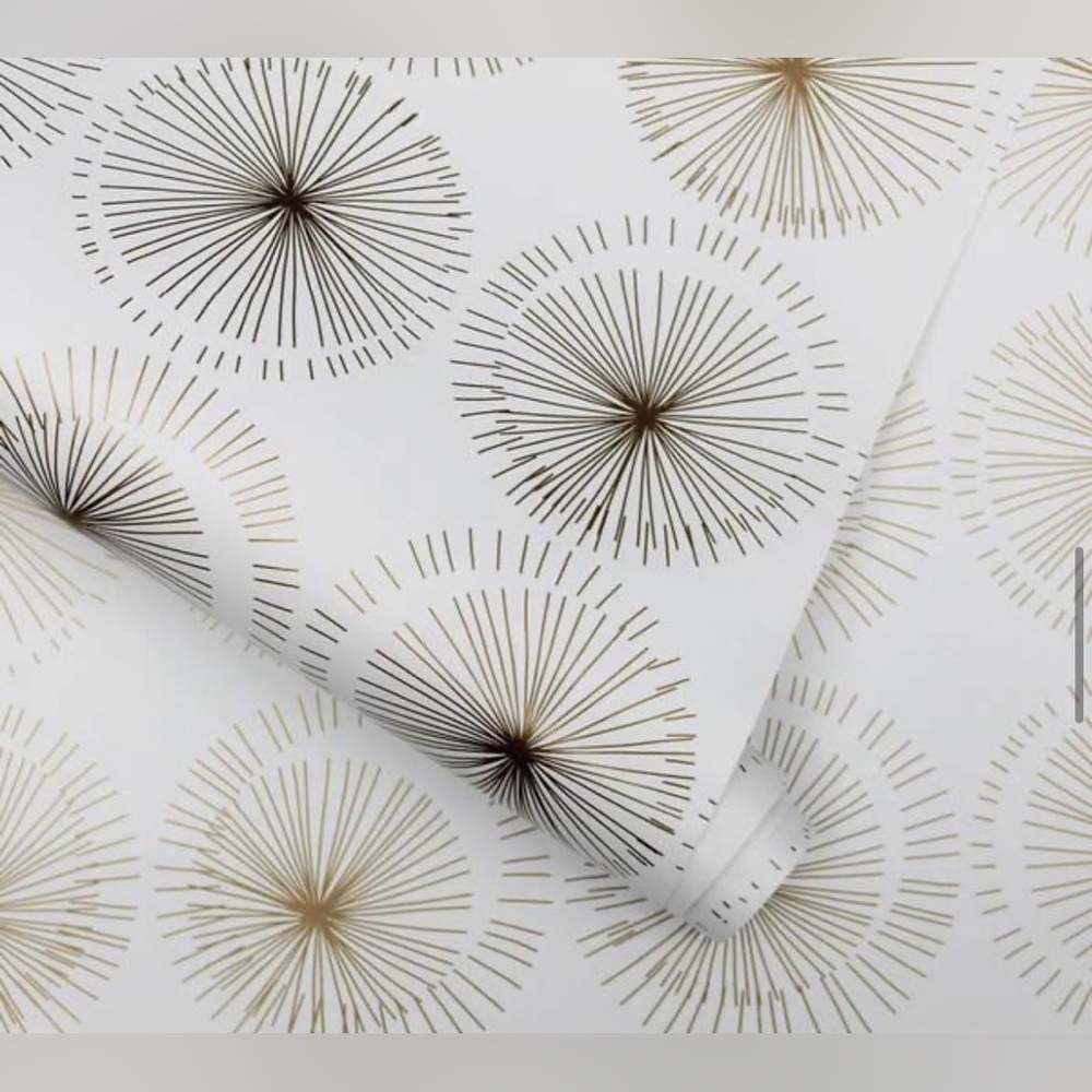 TEMPAPER Metallic Gold Goodbye Moon Vinyl Peel and Stick Wallpaper Roll